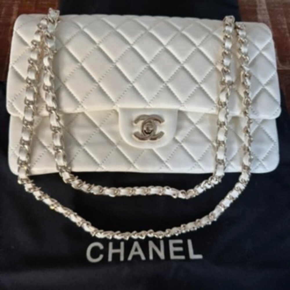 Chanel Cream Caviar Leather Classic Jumbo Double Flap Bag